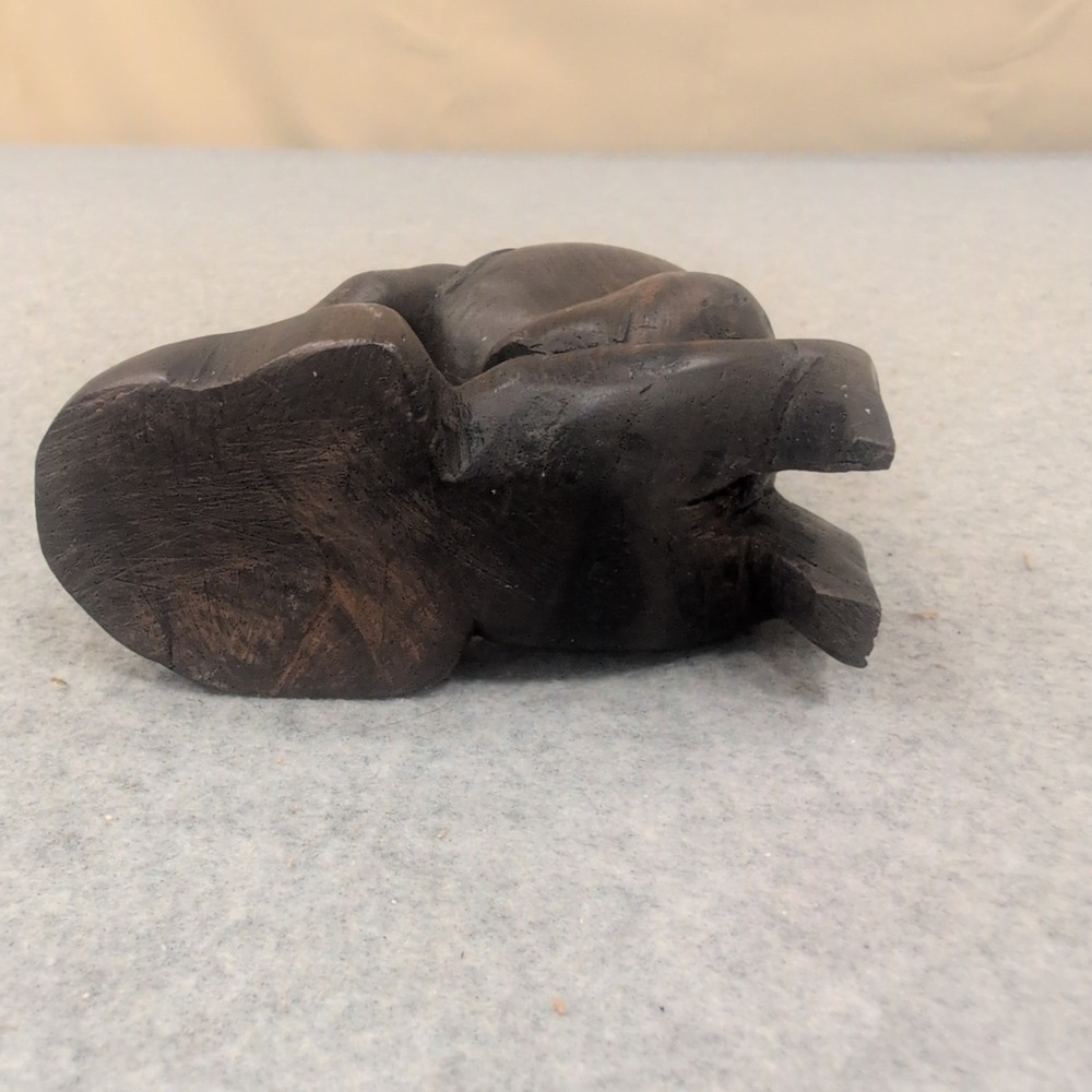 Vintage Hand Carved Dark Wood African Figure Kneeling Woman Grinding with Baby - Picture 5 of 7